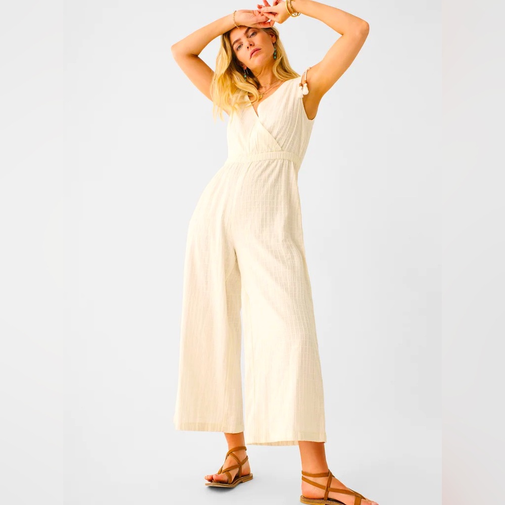Faherty Cream Wide Leg Jumpsuit